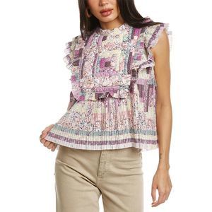 Sea Ny Womens  Naya Print Flutter Top, Pink